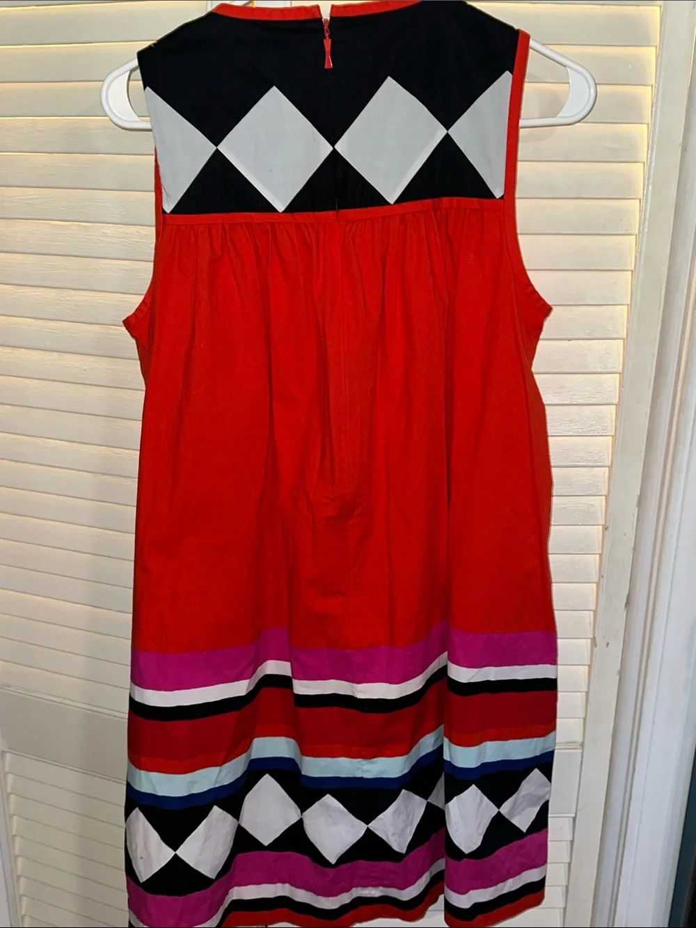 kate spadeRed Sleeveless Striped Diamond Dress